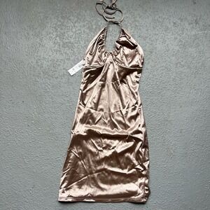Garage Halter Dress‎ Bodycon Mini Party Cocktail Sleeveless Champagne M